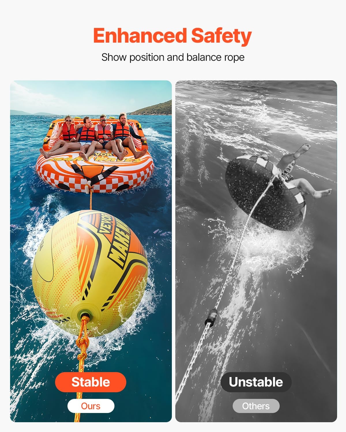 VEVOR Booster Ball voor Funbanden - Geel - 101 x 65 x 65 cm - Inclusief Treklijn