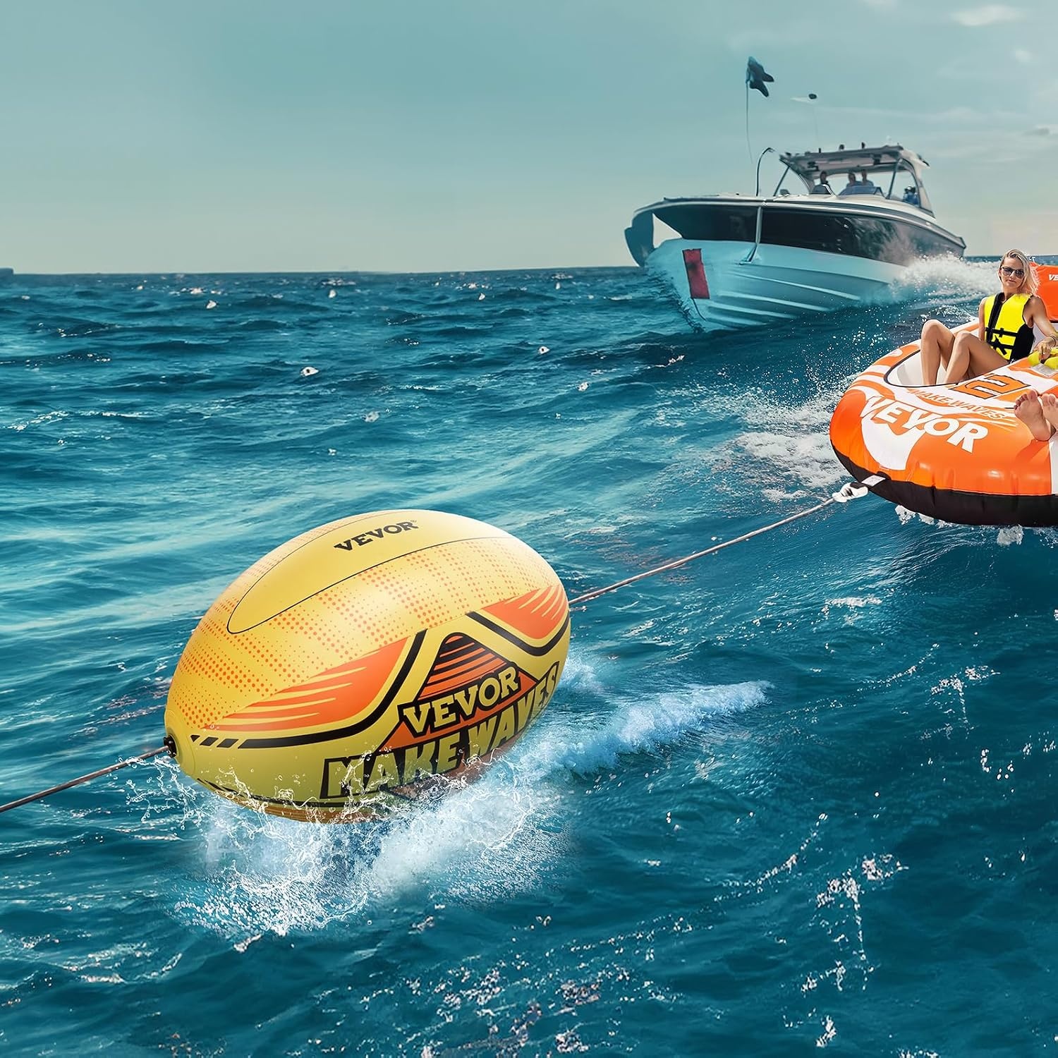 VEVOR Booster Ball voor Funbanden - Geel - 101 x 65 x 65 cm - Inclusief Treklijn