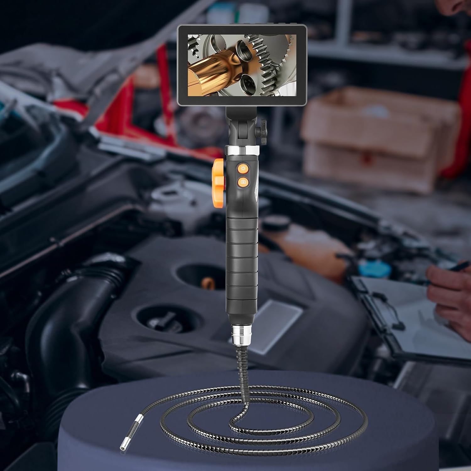 VEVOR Industriële endoscoop, digitale boroscoop-inspectiecamera, endoscoopcamera, 1080p HD, met waterdichte camera, 6,4 mm, IP67 kanaalcamera met 5 inch scherm, 0-180 graden bidirectionele 4500