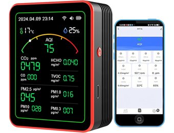 15-in-1 Luchtkwaliteitsmonitor met WiFi & Tuya App - 62% Korting!