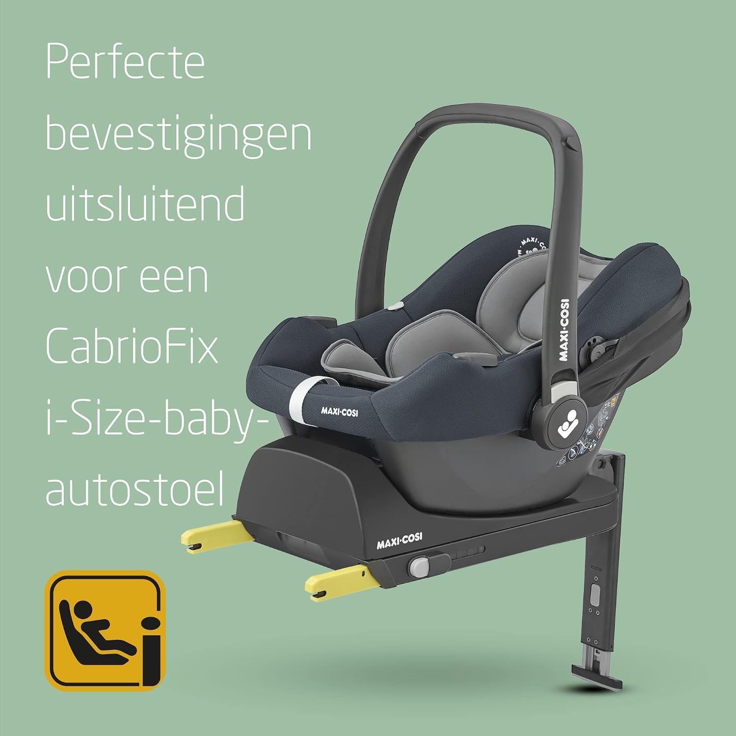 Maxi-Cosi CabrioFix i-Size Autostoel-base, 40-75 cm, 0-12 kg, ISOFIX Base, Installatie Feedback, Click & Go, Compatibel met de Maxi-Cosi CabrioFix i-Size Baby Autostoel, zwart
