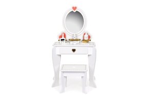 Kinderkaptafel met Spiegel & Kruk - Wit - 61% Korting