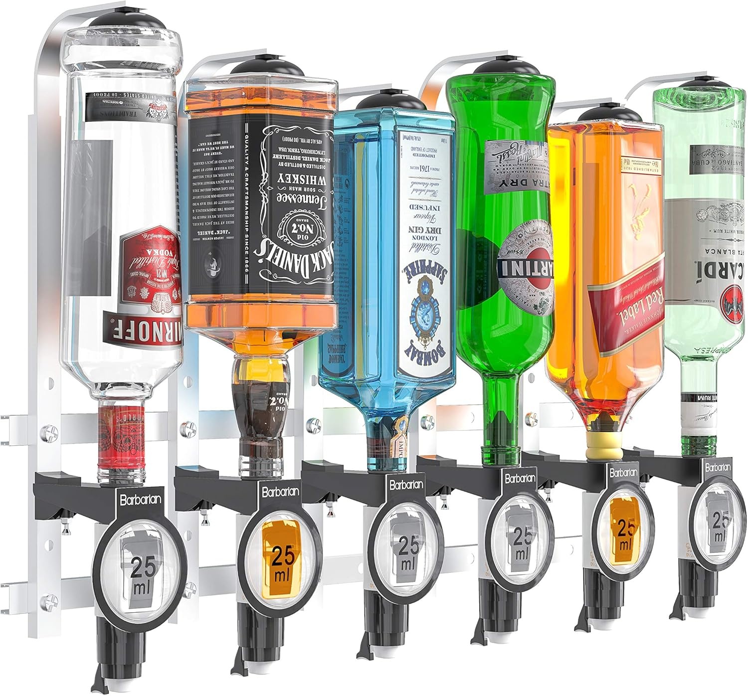 Barbarian 6-Fles Professionele Drankdispenser voor thuisbar - Zwart
