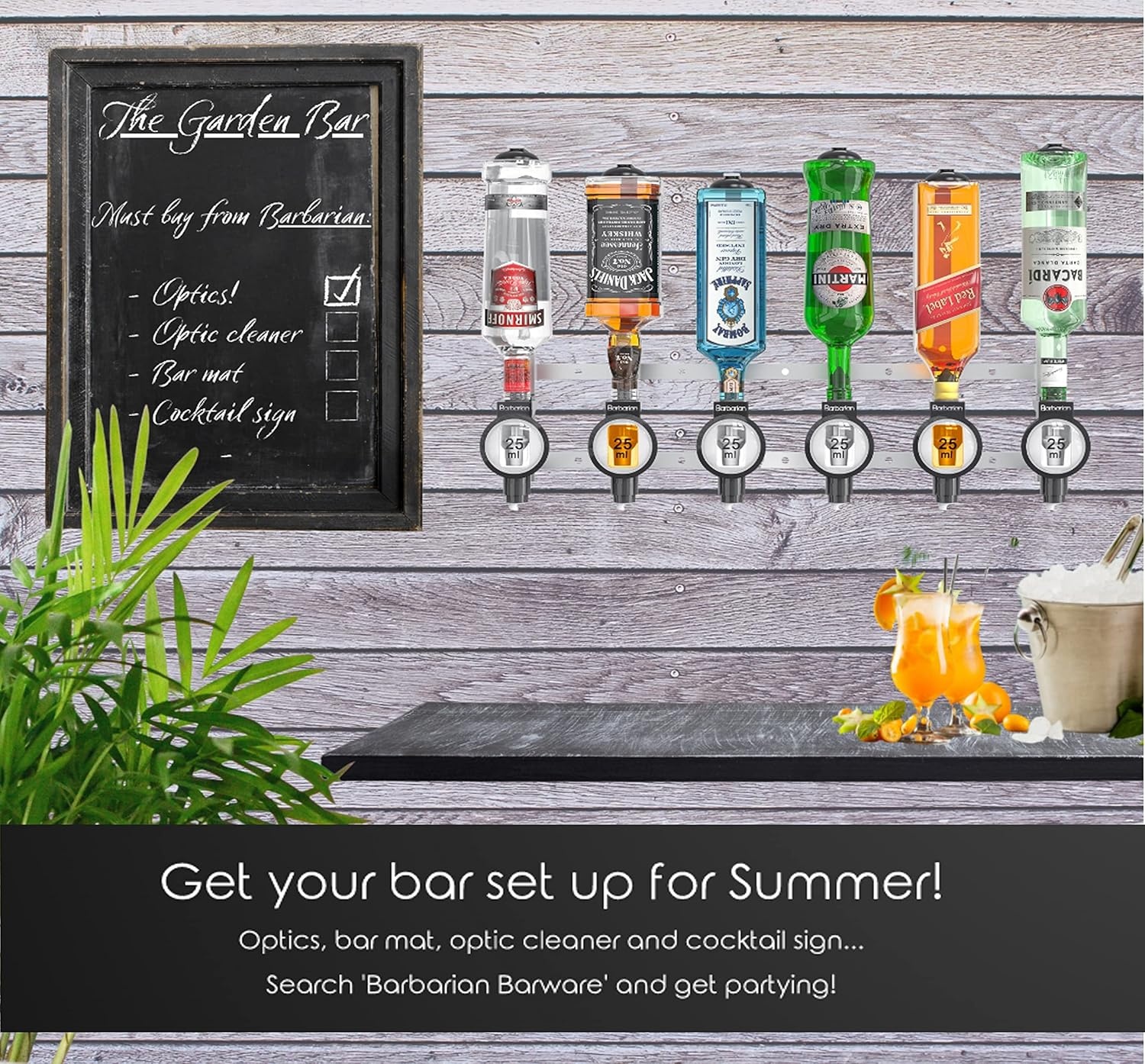Barbarian 6-Fles Professionele Drankdispenser voor thuisbar - Zwart
