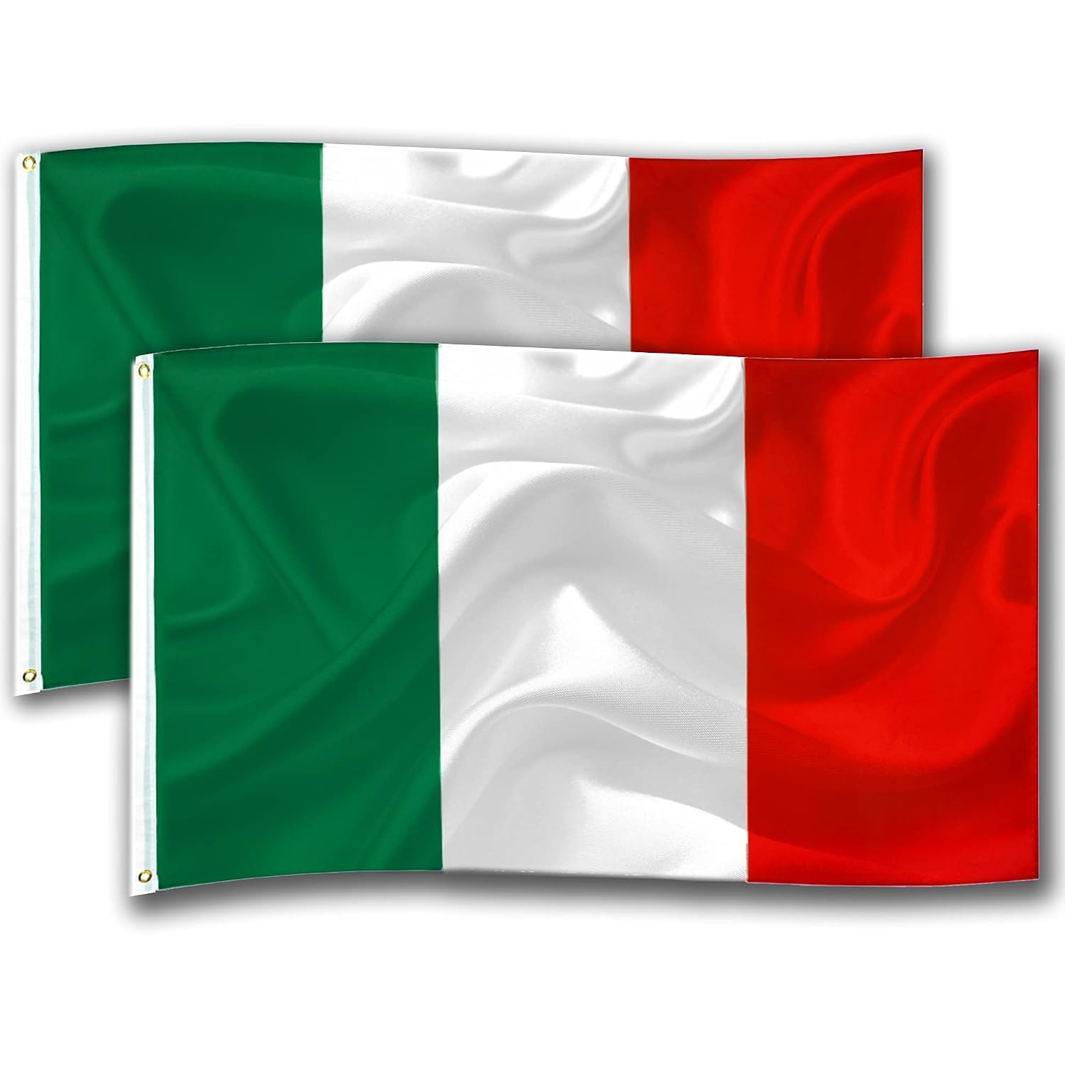 Dreamark Italiaanse Vlag - 90 x 150 cm - Groen, Wit en Rood - Set van 2