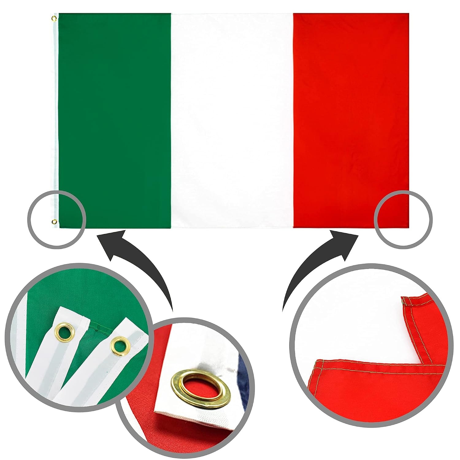 Dreamark Italiaanse Vlag - 90 x 150 cm - Groen, Wit en Rood - Set van 2
