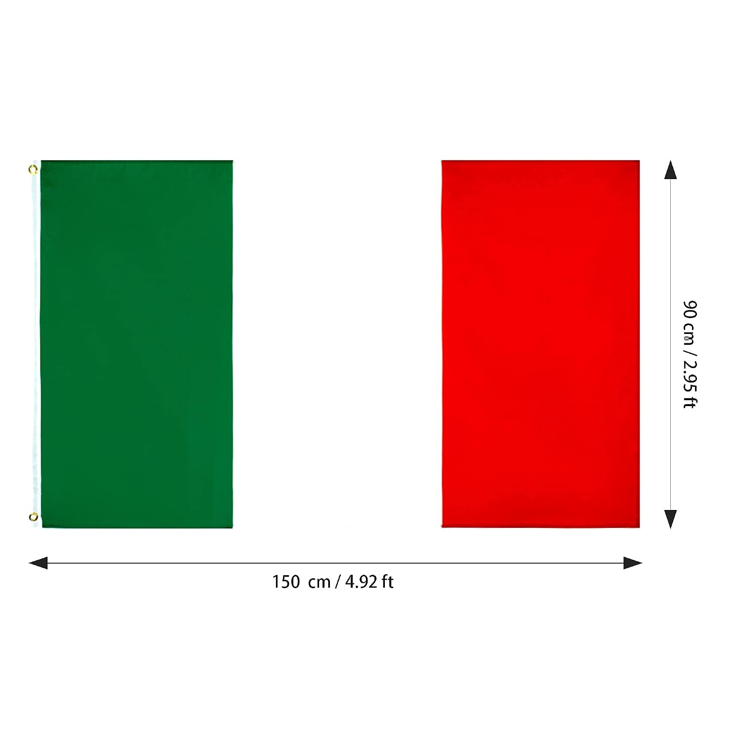 Dreamark Italiaanse Vlag - 90 x 150 cm - Groen, Wit en Rood - Set van 2
