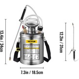VEVOR Drukspuit 4 Liter - Roestvrijstalen Tuinspuit met Manometer en Verstelbare Lans - Grijs