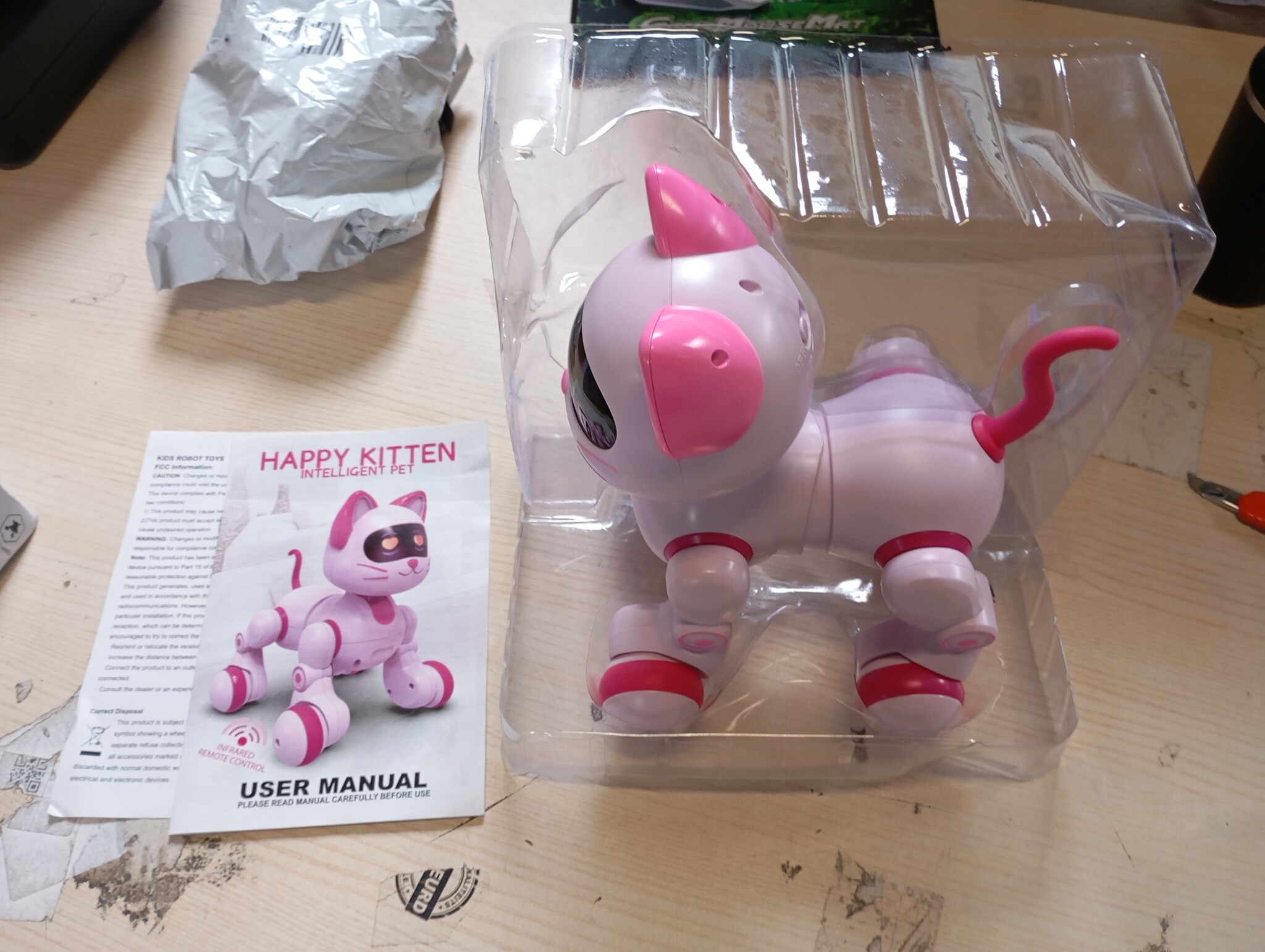 VEVOR Interactieve Robot Kat - Roze - 21 x 18 x 22 cm - Programmeerbaar speelgoed