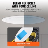 VEVOR 20 cm plafondluidspreker, 200 W, plafond- en wandinbouwluidsprekersysteem met 8 Ω impedantie 89 dB gevoeligheid, voor keuken, woonkamer, slaapkamer of overdekte veranda's