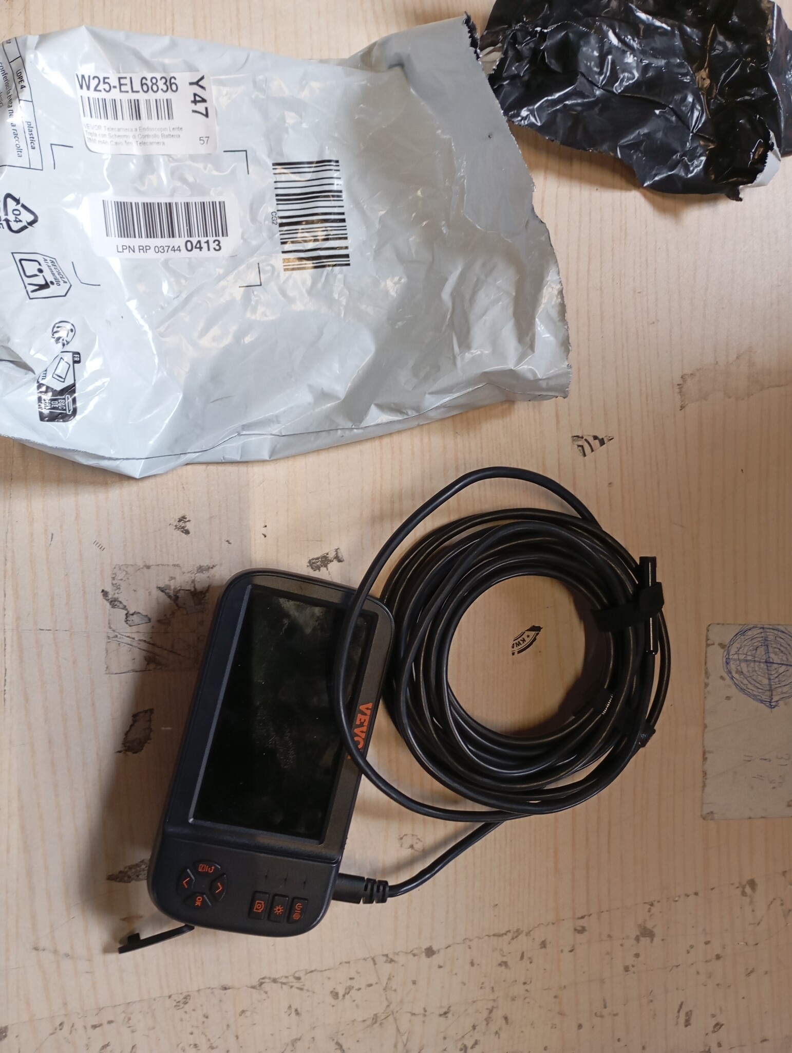 VEVOR Endoscoop Camera met 3 Lenzen - 4,5 inch IPS Scherm - 5 meter kabel - Zwart