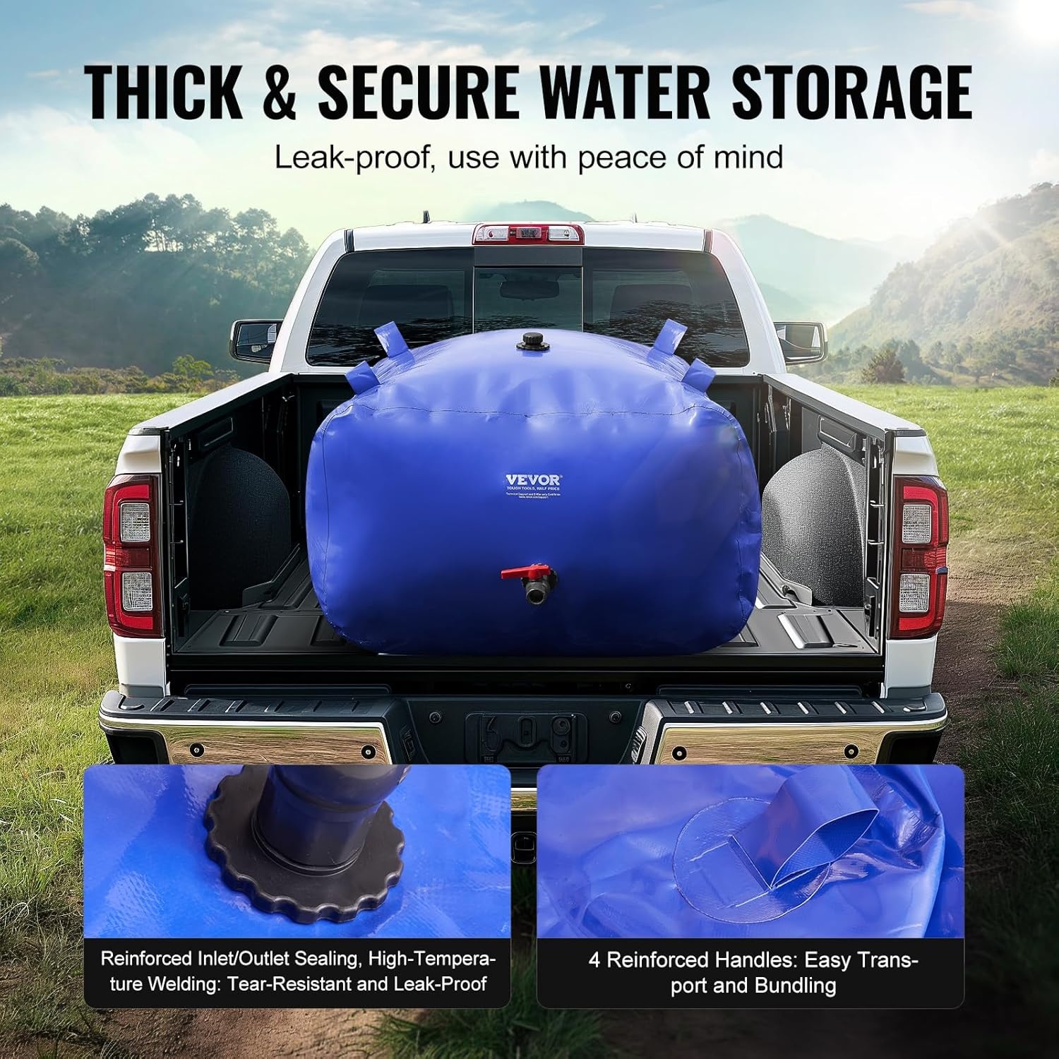 VEVOR Watertank 400 Liter - Opvouwbare Waterzak Blauw - 105.7 Gallon