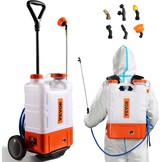 VEVOR Accu Rugspuit 15 Liter met Verrijdbaar Onderstel - Wit/Oranje