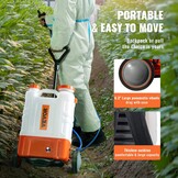 VEVOR Accu Rugspuit 15 Liter met Verrijdbaar Onderstel - Wit/Oranje