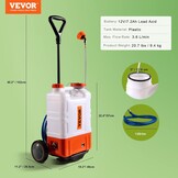 VEVOR Accu Rugspuit 15 Liter met Verrijdbaar Onderstel - Wit/Oranje