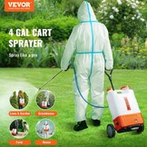 VEVOR Accu Rugspuit 15 Liter met Verrijdbaar Onderstel - Wit/Oranje