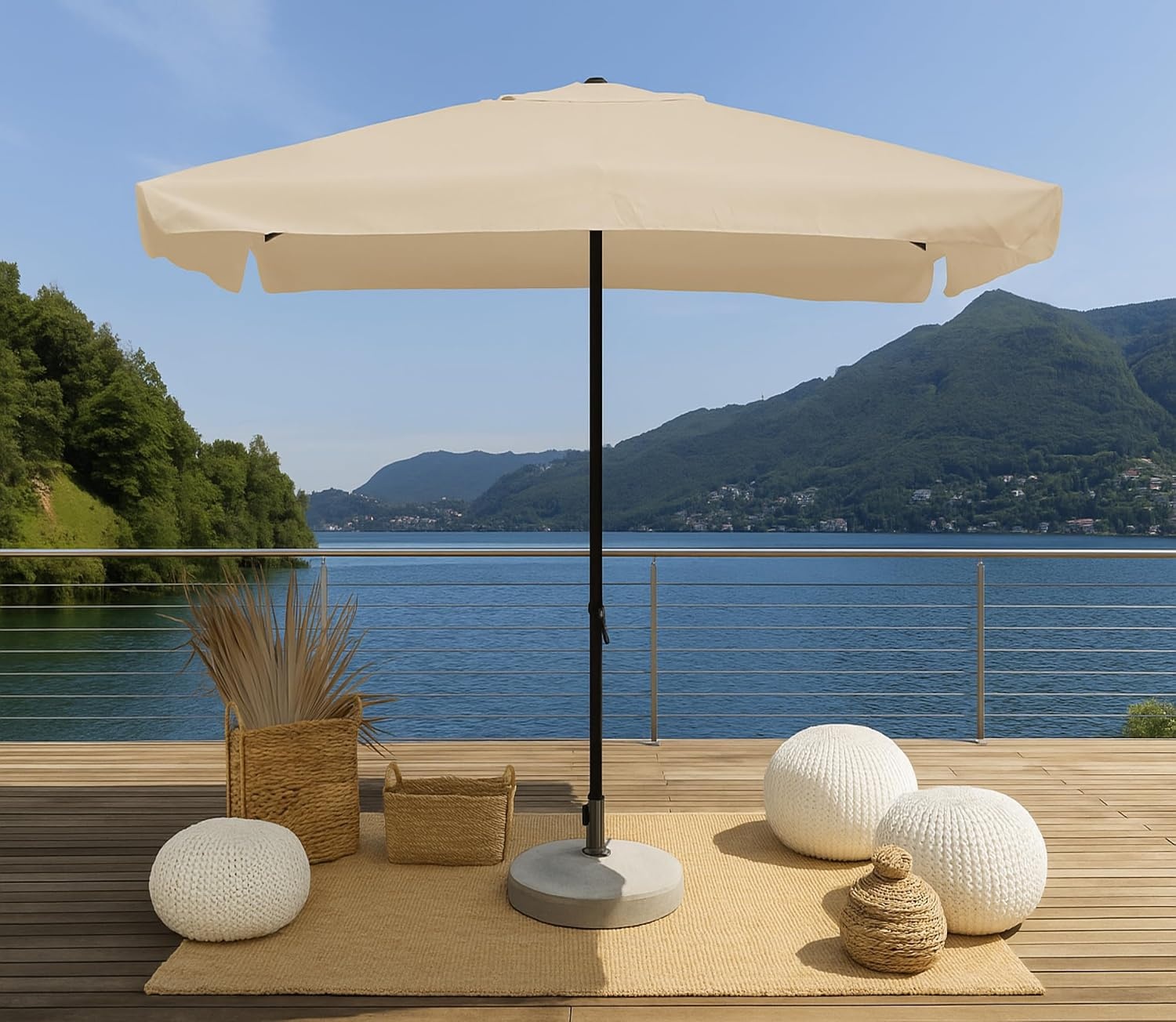 Parasol 2x3 m x 2,4 h m, rechthoekig, frame van staal met zwengel van polyester 160 gr/m2