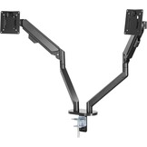 VEVOR Dubbele monitorbevestiging, ondersteunt 13"-35" schermen, volledig verstelbare gasveer monitorarm, houdt tot 24 lbs per arm, computerstandaard met C-klem/doorvoertule montagebasis,