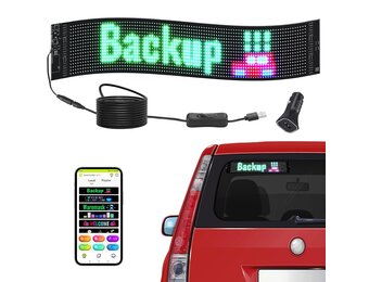 VEVOR Programmeerbaar LED-bord, P6 Full Color LED Scrolling Panel, DIY Custom Tekst Animatie Patroon Display Board, Bluetooth APP Controle Bericht Winkelbord voor Winkel Zakenauto Reclame, 27"x5"