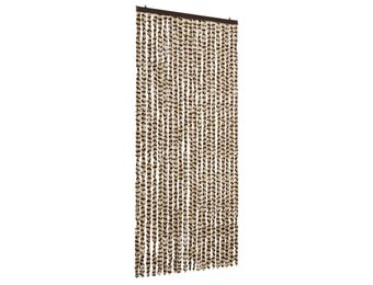 vidaXL Vliegengordijn 90x220 cm chenille beige en bruin