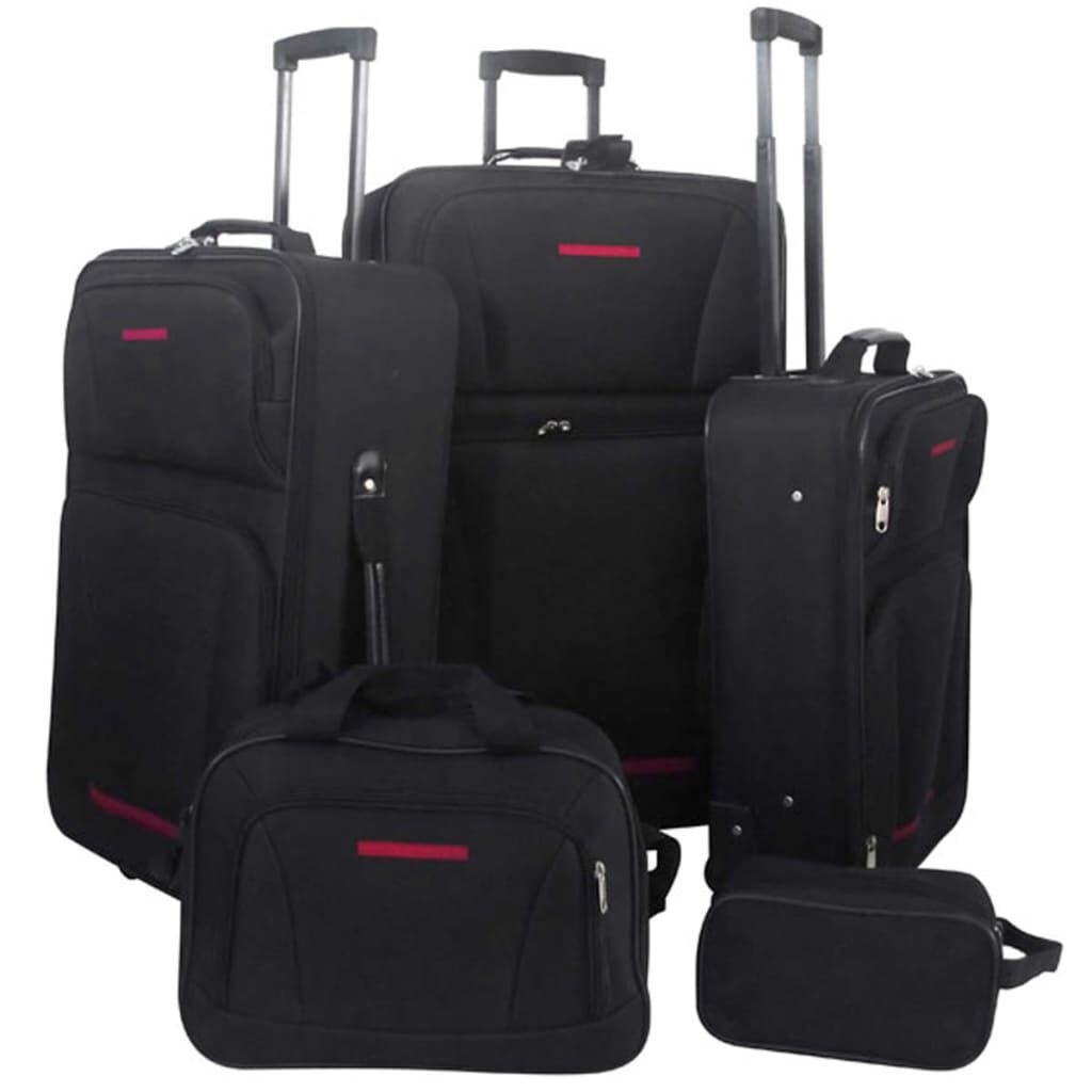 vidaXL Reisbagage set zwart 5-delig
