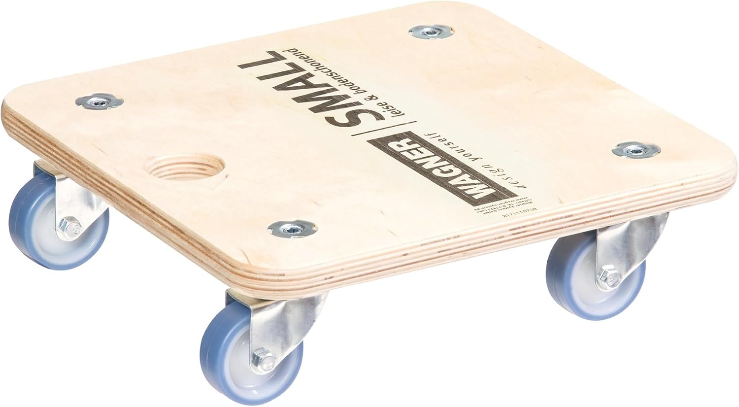 WAGNER Transport dolly MM 1353 I 29 x 29 cm - voor onhandelbare voorwerpen, apparatuur & meubels I draagvermogen 250 kg I grijpgat I zeer mobiel I FSC®-gecertificeerd - 20135301 - Maat (L) 29 x (B) 29 x (H) 8,5 cm