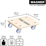 WAGNER Transport dolly MM 1353 I 29 x 29 cm - voor onhandelbare voorwerpen, apparatuur & meubels I draagvermogen 250 kg I grijpgat I zeer mobiel I FSC®-gecertificeerd - 20135301 - Maat (L) 29 x (B) 29 x (H) 8,5 cm