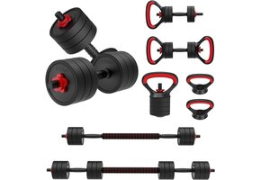 Verstelbare 4-in-1 Halterset 10KG | Dumbbell, Kettlebell, Push-up | Home Gym 59% Korting