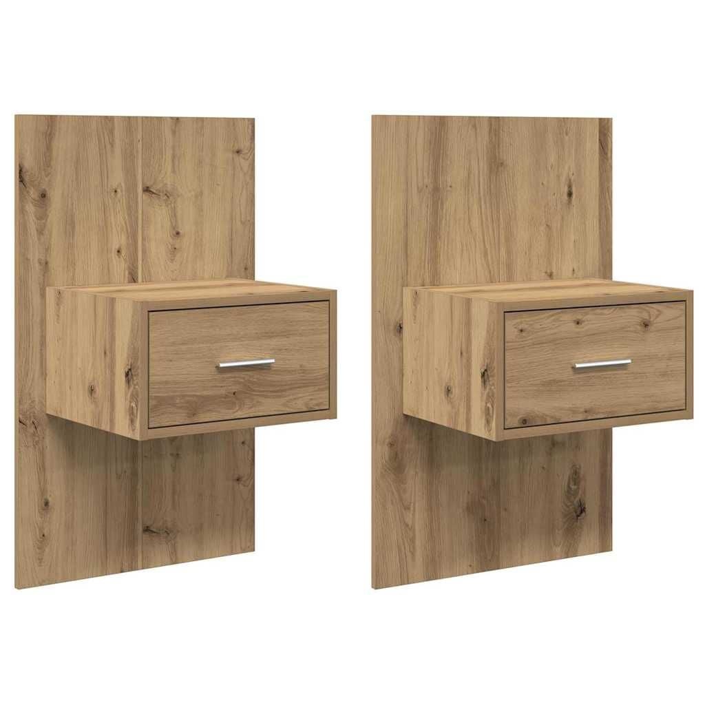 vidaXL Bedkast 2 pcs artisanaal eikenkleurig 48.5 x 32.5 x 80 cm