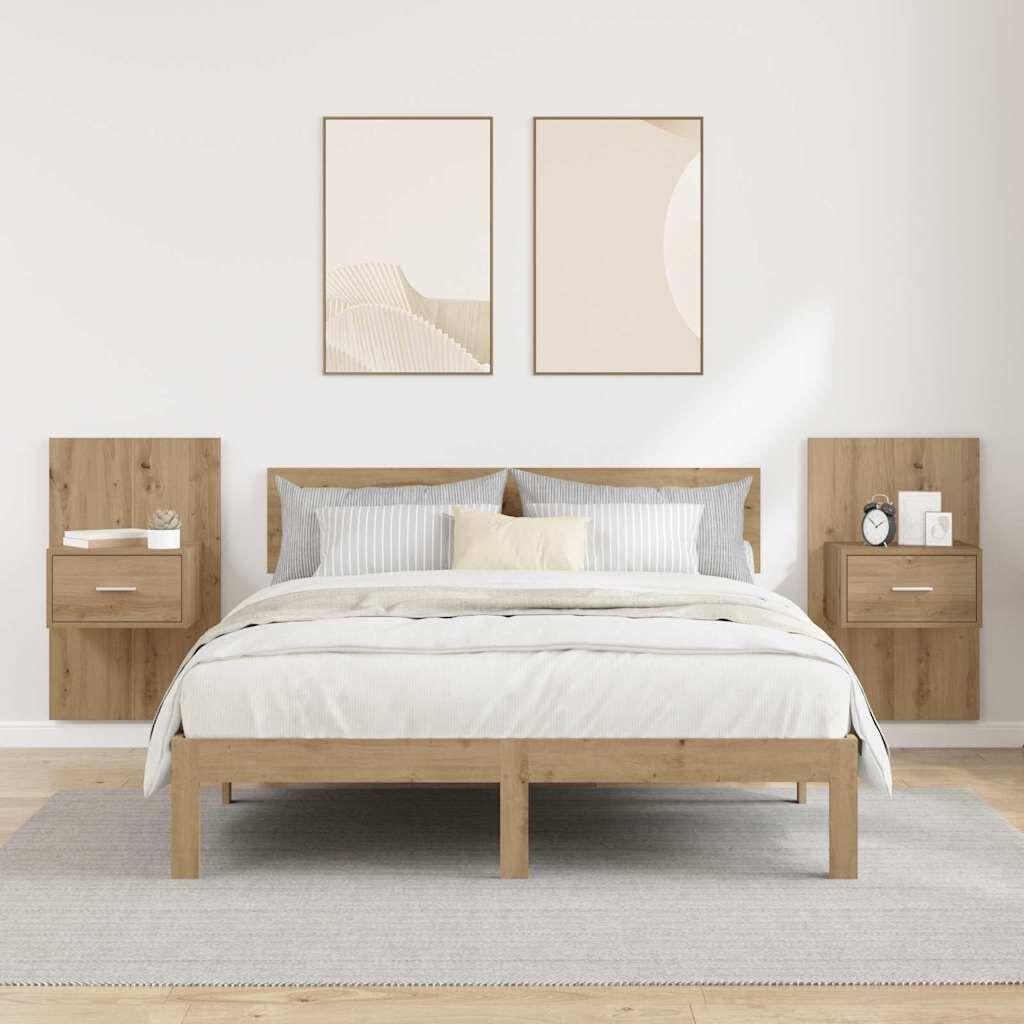 vidaXL Bedkast 2 pcs artisanaal eikenkleurig 48.5 x 32.5 x 80 cm
