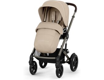 CYBEX Gold TALOS S LUX Kinderwagen, Vanaf de Geboorte Tot 22 kg (ca. 4 jaar), Met Off-Road Vering, Verstelbare Duwbeugel en Ergonomische Ligpositie, Almond Beige