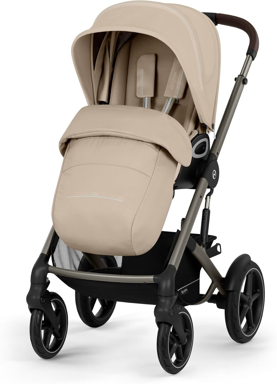 CYBEX Gold TALOS S LUX Kinderwagen, Vanaf de Geboorte Tot 22 kg (ca. 4 jaar), Met Off-Road Vering, Verstelbare Duwbeugel en Ergonomische Ligpositie, Almond Beige