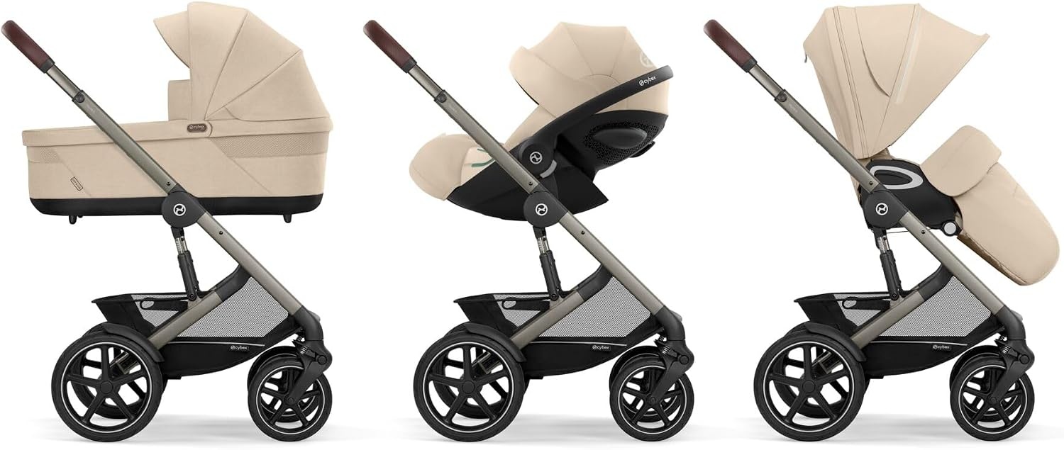 CYBEX Gold TALOS S LUX Kinderwagen, Vanaf de Geboorte Tot 22 kg (ca. 4 jaar), Met Off-Road Vering, Verstelbare Duwbeugel en Ergonomische Ligpositie, Almond Beige