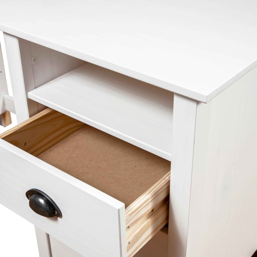 vidaXL Hill Bureau Massief Grenenhout - Wit met 54% Korting!