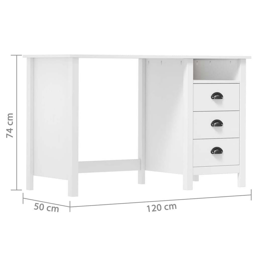 vidaXL Hill Bureau Massief Grenenhout - Wit met 54% Korting!