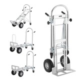 VEVOR Aluminium 4-in-1 Folding Truck, Hand Truck, Moving Truck, Load Capacity 454 kg, Hand Truck, Convertible in Platform Truck, Rubber Wheels PU, for Transport, Warehouse, Goods