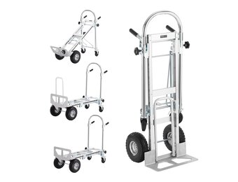 VEVOR Aluminium 4-in-1 Folding Truck, Hand Truck, Moving Truck, Load Capacity 454 kg, Hand Truck, Convertible in Platform Truck, Rubber Wheels PU, for Transport, Warehouse, Goods
