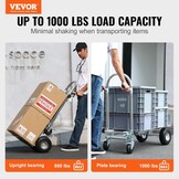 VEVOR Aluminium 4-in-1 Folding Truck, Hand Truck, Moving Truck, Load Capacity 454 kg, Hand Truck, Convertible in Platform Truck, Rubber Wheels PU, for Transport, Warehouse, Goods