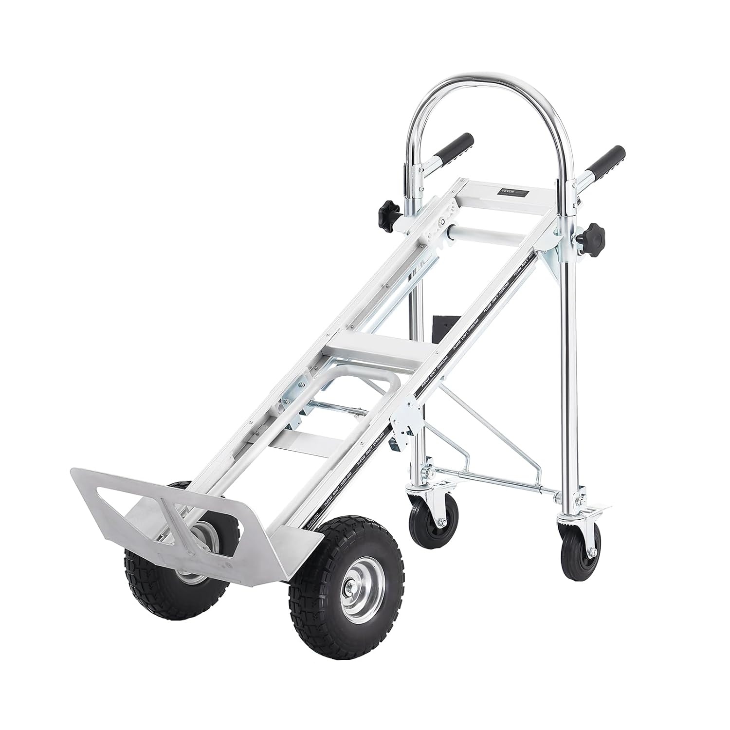 VEVOR Aluminium 4-in-1 Folding Truck, Hand Truck, Moving Truck, Load Capacity 454 kg, Hand Truck, Convertible in Platform Truck, Rubber Wheels PU, for Transport, Warehouse, Goods