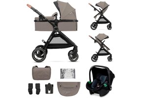 3-in-1 Kinderwagen Beige met I-Size Autostoeltje & Reiswieg - 35% Korting