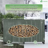 VOUNOT Metalen brandhoutrek voor buiten, rek voor brandhout voor buiten, brandhoutrek voor buiten met waterdichte hoes, 200 x 116 x 36 cm, zwart