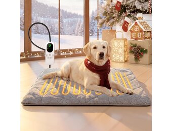 Mora Pets Elektrische Deken voor Honden en Katten - Verwarmingsmat 89 x 61 cm - 9 Warmtestanden & 5 Timers - Zwart/Grijs