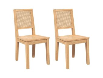 vidaXL Eetkamerstoelen 2 st massief hout rubber