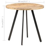 vidaXL Eettafel 80 cm ruw mangohout