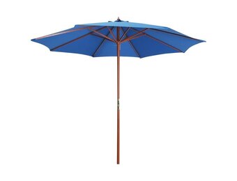 vidaXL Parasol met houten paal 300x258 cm blauw