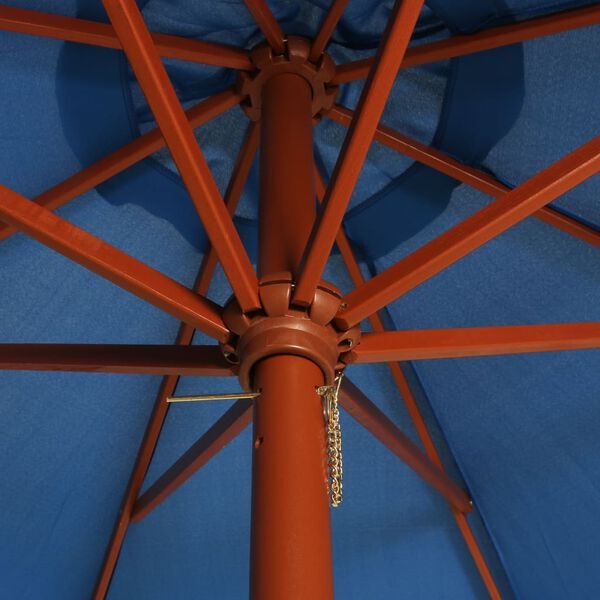 vidaXL Parasol met houten paal 300x258 cm blauw