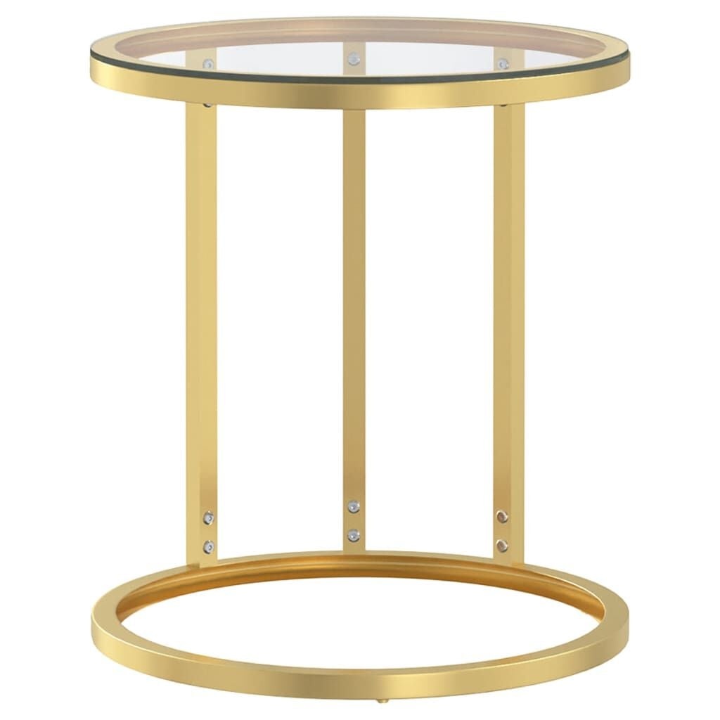Moderne Bijzettafel met Glas & Goudkleurig Frame - 34% Korting