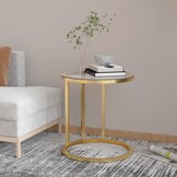 Moderne Bijzettafel met Glas & Goudkleurig Frame - 34% Korting