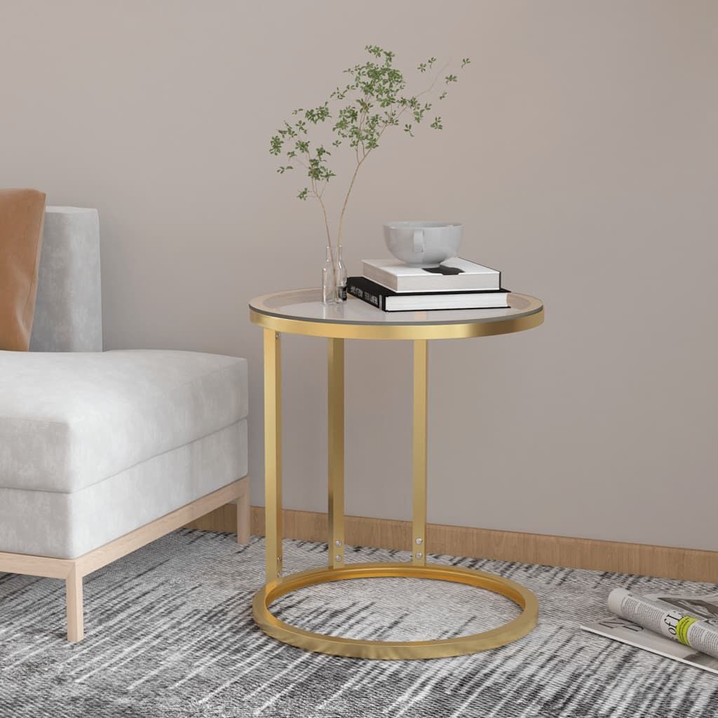Moderne Bijzettafel met Glas & Goudkleurig Frame - 34% Korting