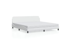 vidaXL Wit Kunstleren Bedframe met Hoofdbord 200x200 cm | 76% Korting